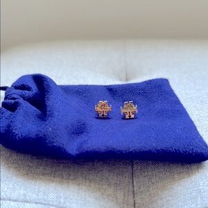 Tory Burch Gold Logo Stud Earrings